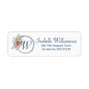 Search for floral monogram return address labels Blue
