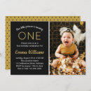 Search for black and gold 1st birthday invitations Girl