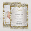 Recherche de beige baptême invitations Croix dorée