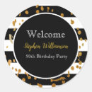 Search for black white gold birthday stickers 50th