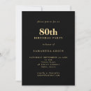 Search for 80th birthday invitations Black and gold