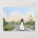 Search for long haired postcards Watercolor