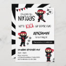 Search for ninja warrior birthday invitations Red