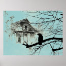 Search for bird on branch silhouette posters Black