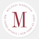 Search for red monogram return address labels Minimalist