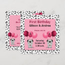 Search for horizontal twins 1st birthday invitations Pink