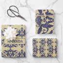 Search for navy blue and yellow wrapping paper Botanical