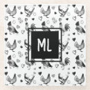 Recherche de poule dessous de verres Noir et blanc