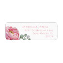 Search for pink peonies return address labels Vintage