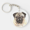 Search for cute pug keychains Watercolor
