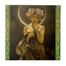 Recherche de alphonse mucha carreaux Belle femme