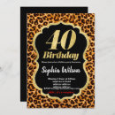 Search for animal 40th birthday invitations Gold