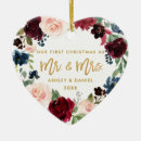 Search for burgundy gold ornaments Just married