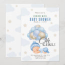 Search for ready to pop baby shower invitations Baby blue white green