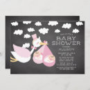 Search for stork baby girl shower invitations Modern