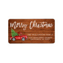 Search for mail truck return address labels Red and green