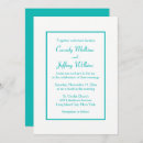 Recherche de bleu turquoise et blanc mariage invitations Minimaliste