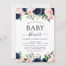 Search for navy blue and pink baby shower invitations Floral