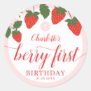 Search for cute strawberry stickers Girl 1st birthday