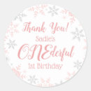 Search for pink snowflake thank you stickers Winter onederland