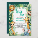 Search for jungle animals 1st birthday invitations Kids