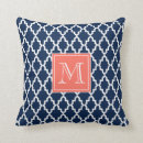 Search for navy blue and coral pillows Geometric