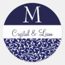 Search for blue damask wedding stickers White