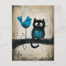 Recherche de oiseau de chat cartes postales Illustration