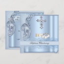 Search for blue damask christening invitations White