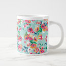 Recherche de fleurs peintes tasses Bleu