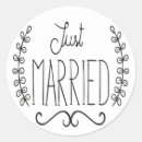 Search for just married wedding stickers Black and white