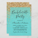 Search for teal bachelorette party invitations Glitter