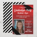 Search for red black white graduation invitations Stripes