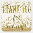 Search for thanks for coming stickers Gold