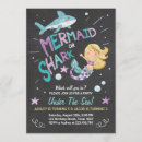 Search for mermaid shark birthday invitations Under the sea