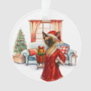Search for santa cat ornaments Siamese