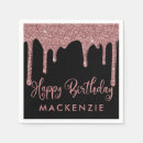 Search for black and rose gold napkins Birthday