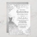Search for white dress quinceanera invitations Silver