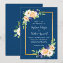 Search for navy blue and coral wedding invitations Watercolor
