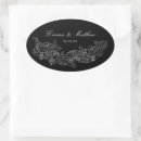 Search for monogram oval wedding stickers Black and white