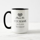 Search for courage quote mugs Black and white