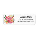 Search for pink orange floral return address labels Watercolor