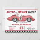 Search for race car 1st birthday invitations Vintage