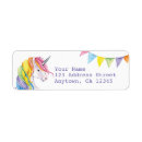 Search for rainbow unicorn return address labels Birthday