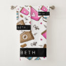 Search for pink black hearts bath towels For her