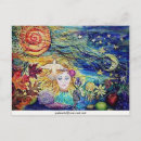 Recherche de soleil lune cartes postales Aquarelle