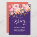 Search for coral and purple wedding invitations Watercolor