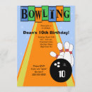 Search for blue and orange birthday invitations Bowling party