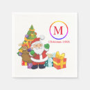 Search for green christmas party napkins Santa claus