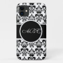 Search for vintage damask pattern with monogram cases Black and white